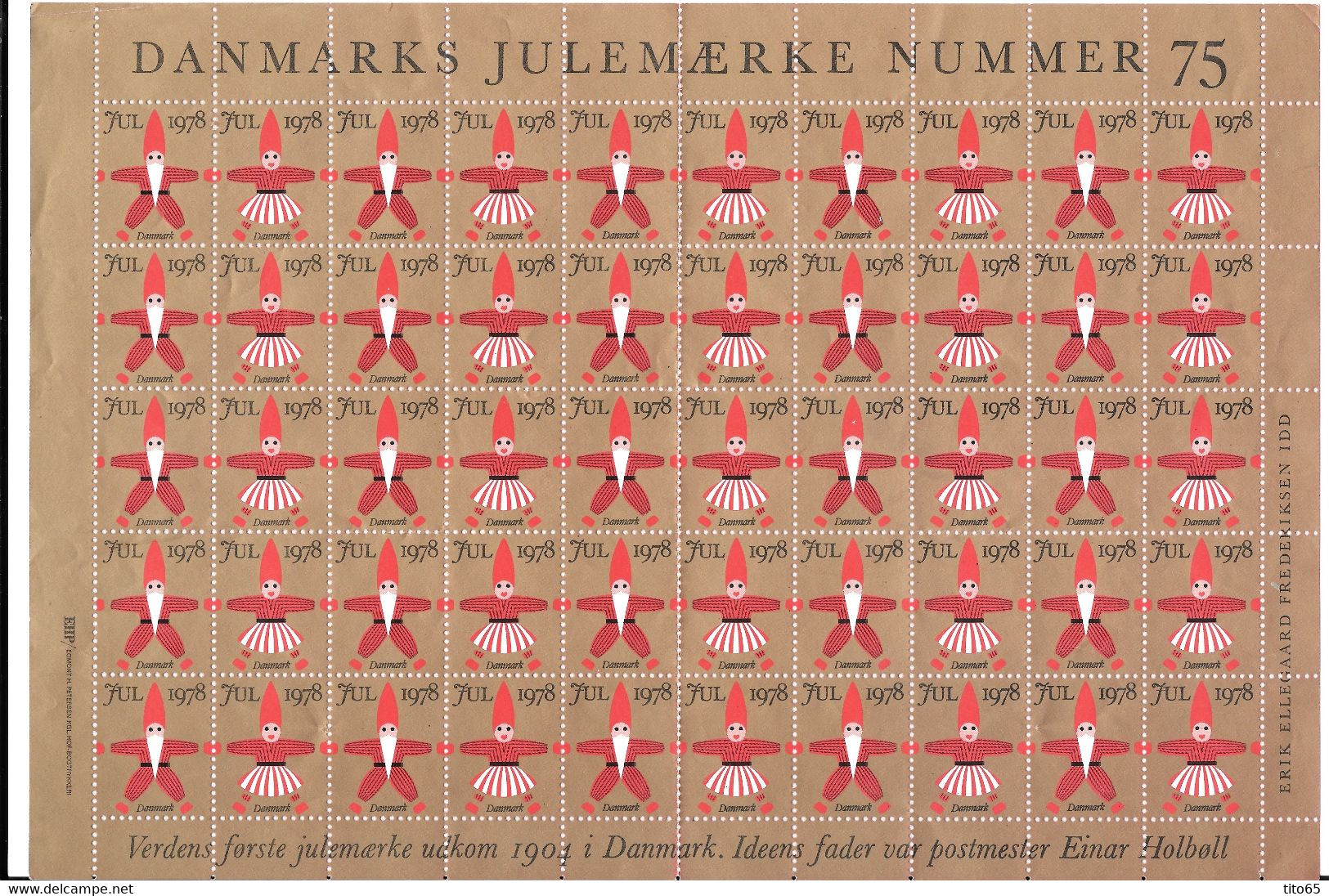 Denmark; Christmas Seals. Full Sheet 1978   MNH** - Full Sheets & Multiples