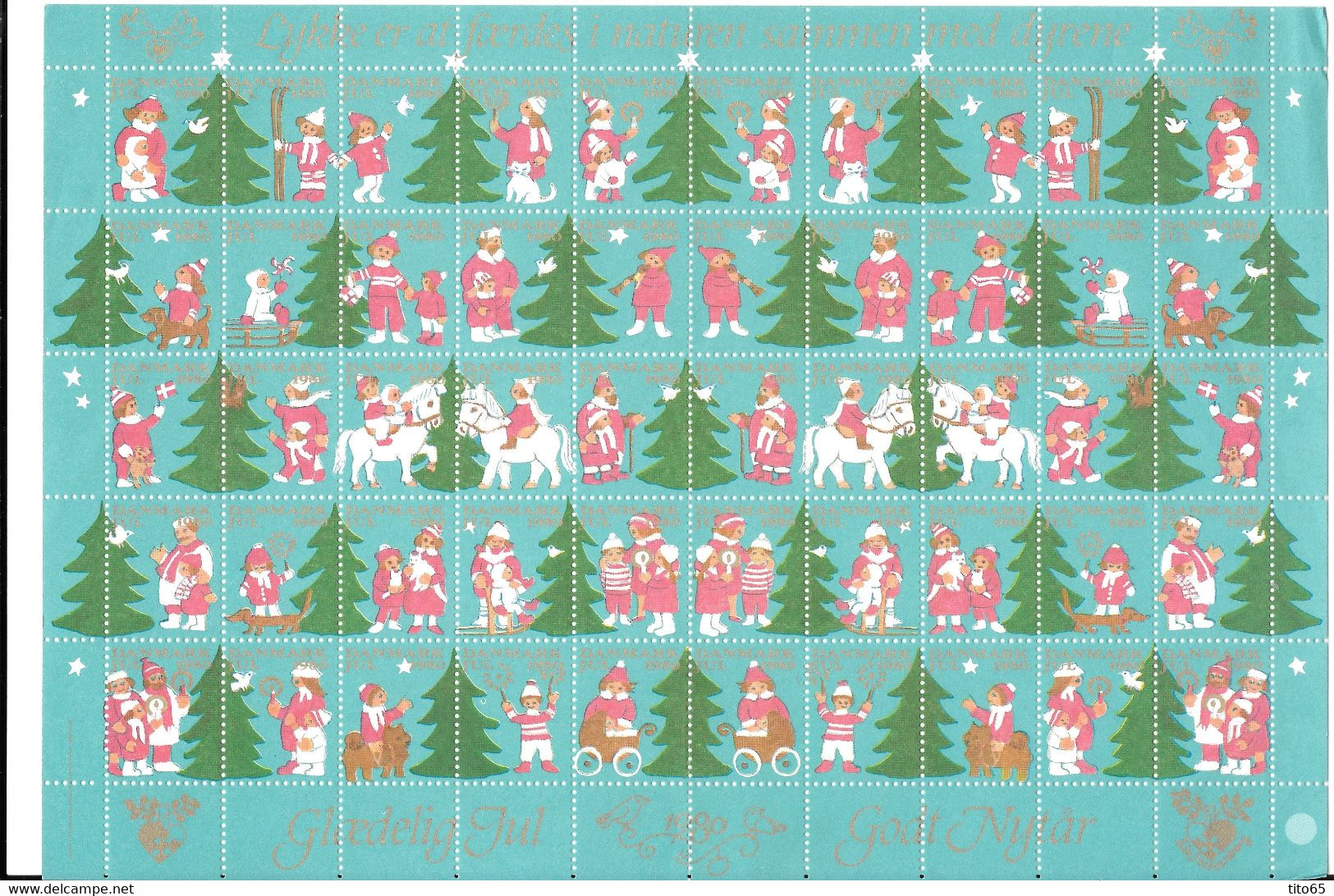 Denmark; Christmas Seals. Full Sheet 1980   MNH** - Feuilles Complètes Et Multiples