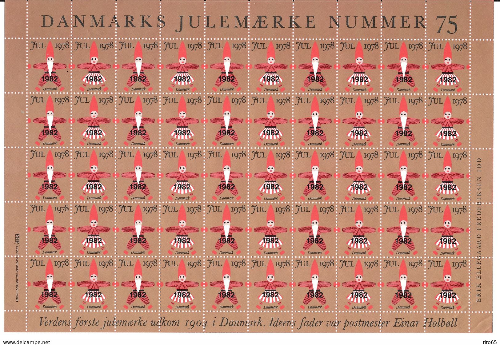 Denmark; Christmas Seals. Full Sheet 1982/78   MNH** - Fogli Completi