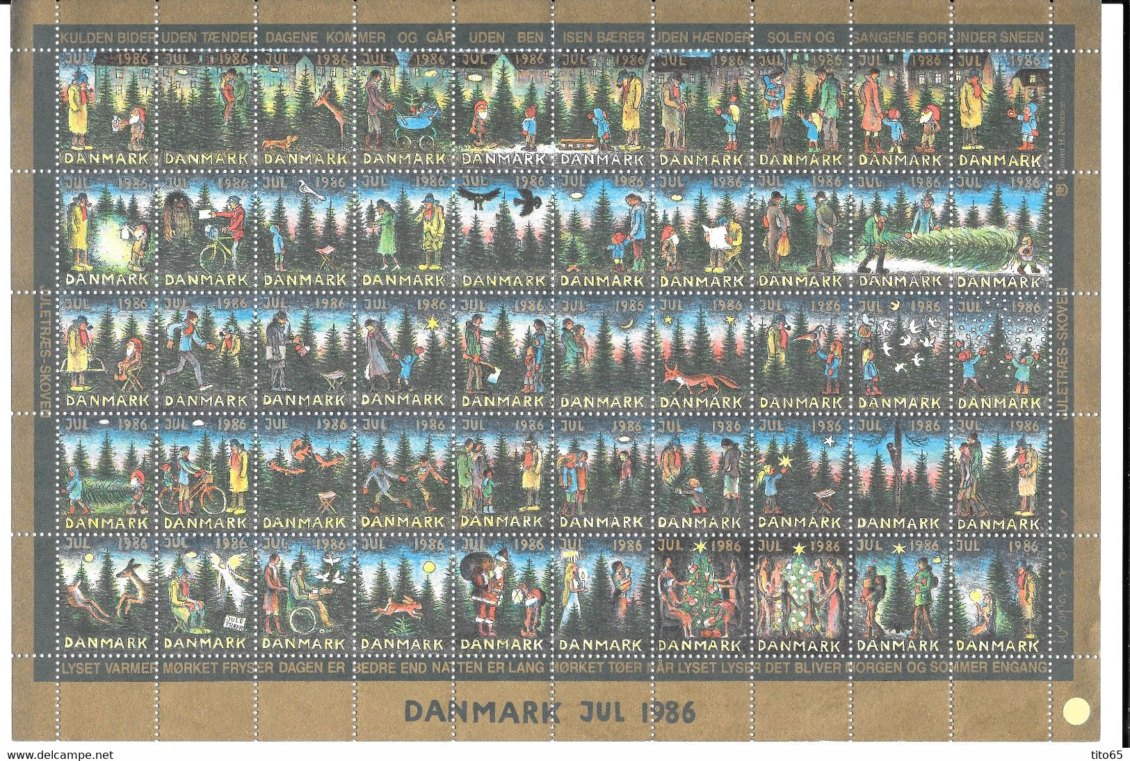 Denmark; Christmas Seals. Full Sheet 1986   MNH** - Hojas Completas