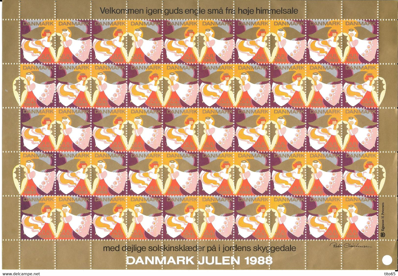 Denmark; Christmas Seals. Full Sheet 1988   MNH** - Feuilles Complètes Et Multiples