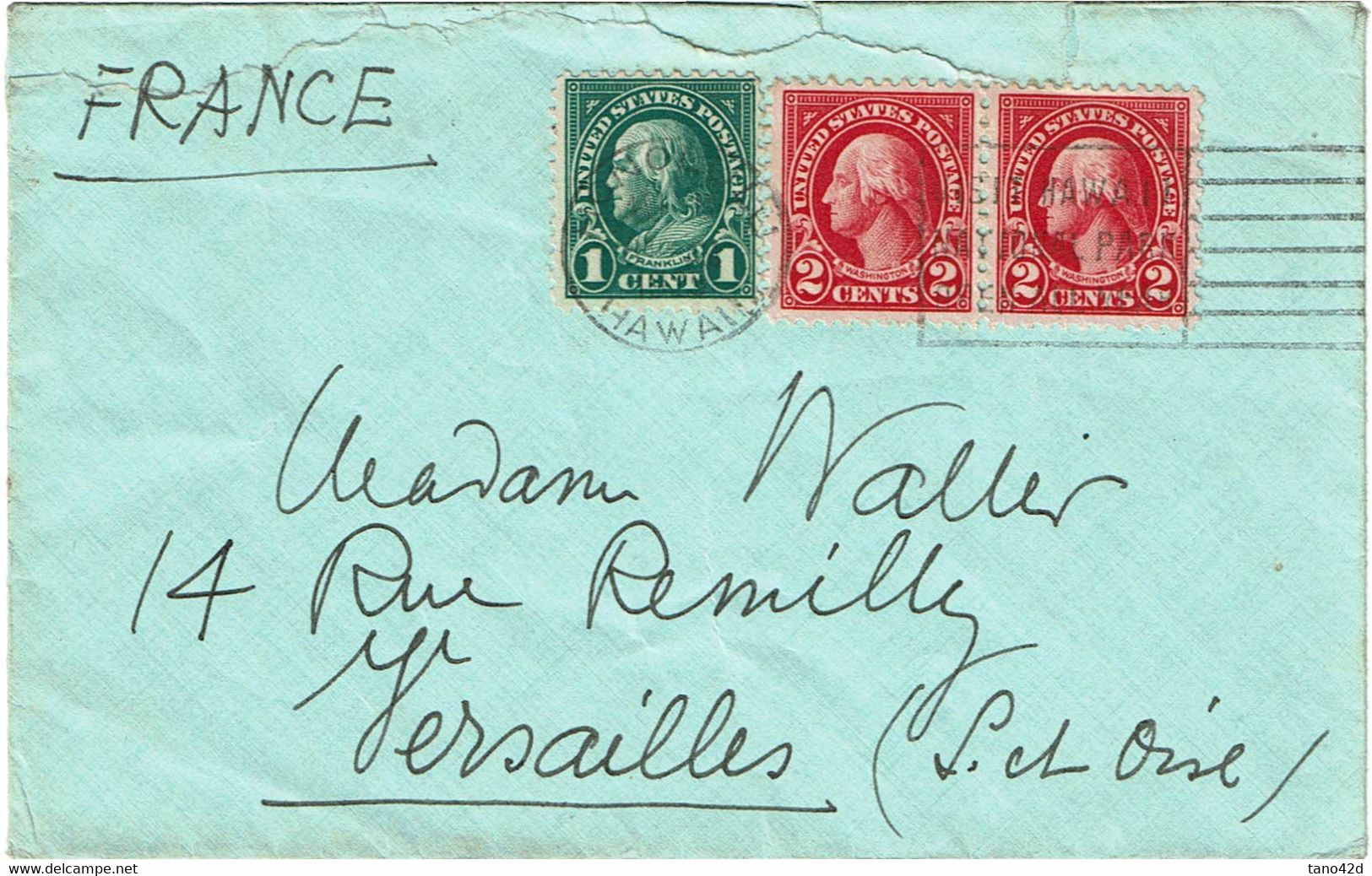 LCTN 67ETR- ETATS UNIS LETTRE HONOLULU / VERSAILLES 1925 - Hawaï