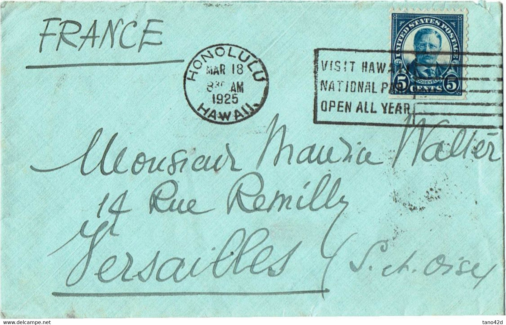 LCTN 67ETR- ETATS UNIS LETTRE HONOLULU / VERSAILLES 1925 - Hawaii