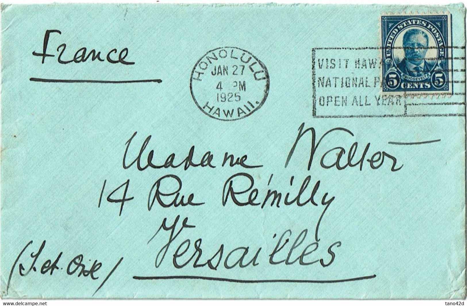 LCTN 67ETR- ETATS UNIS LETTRE HONOLULU / VERSAILLES 1925 - Hawaï