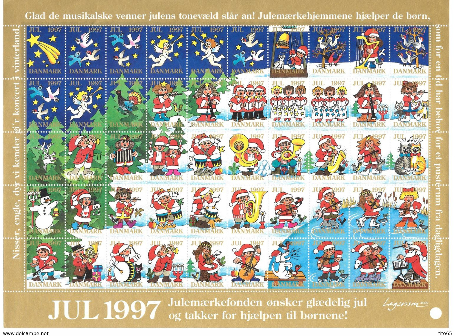 Denmark; Christmas Seals. Full Sheet 1997   MNH** - Feuilles Complètes Et Multiples