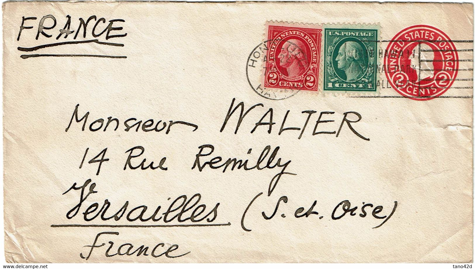 LCTN 67ETR- ETATS UNIS LETTRE HONOLULU / VERSAILLES 1925 - Hawaï