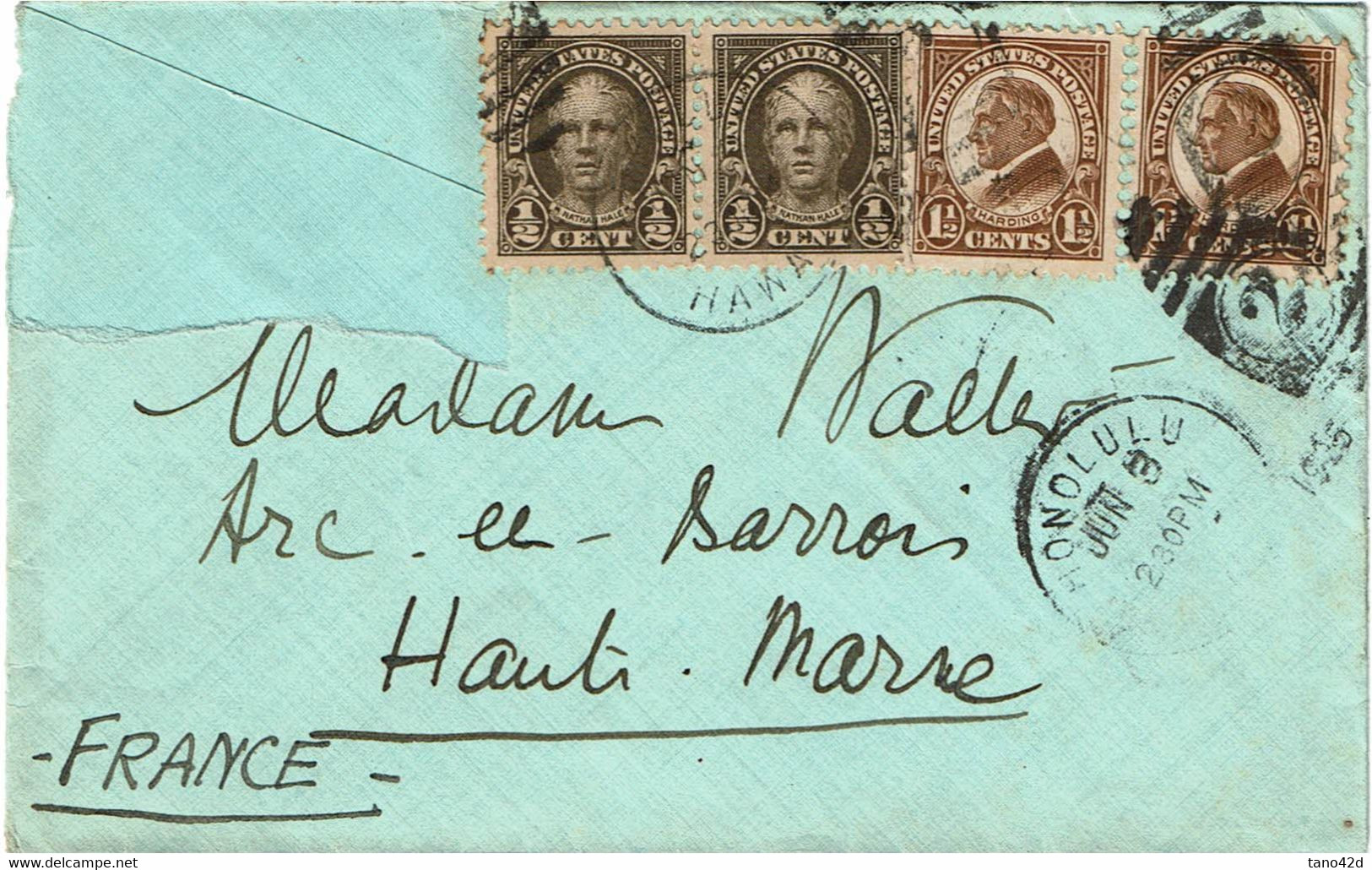 LCTN 67ETR- ETATS UNIS LETTRE HONOLULU / ARC EN BARROIS 1925 DEFAUT - Hawaii