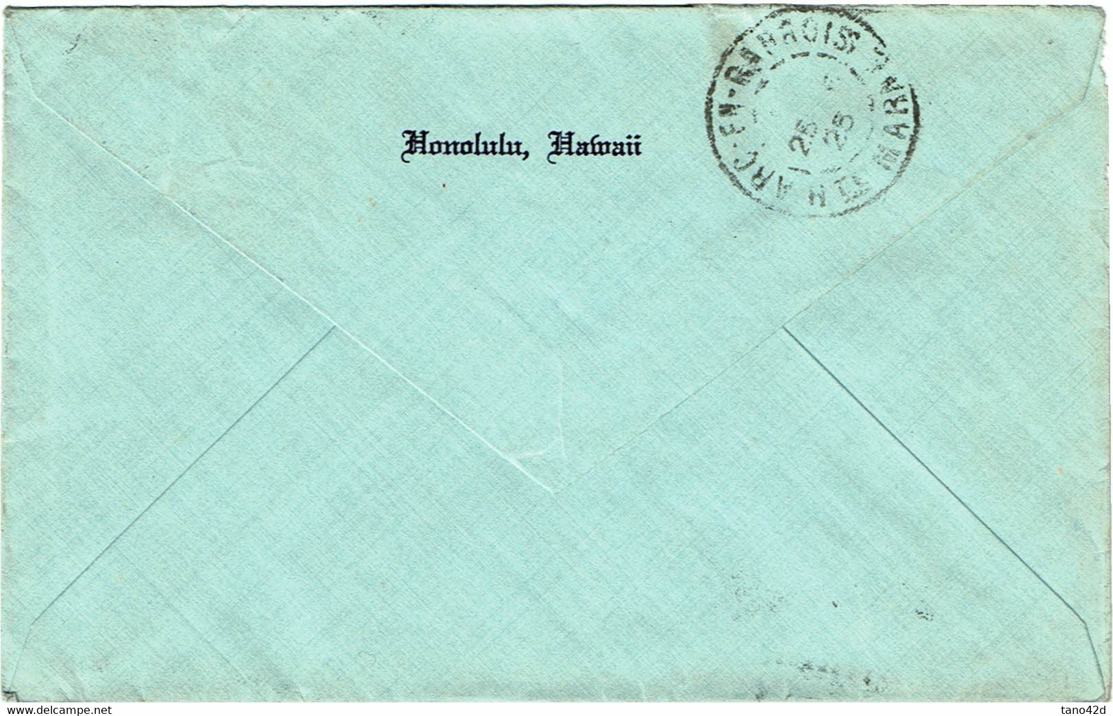 LCTN 67ETR- ETATS UNIS LETTRE HONOLULU / ARC EN BARROIS 1925 DEFAUT - Hawaii
