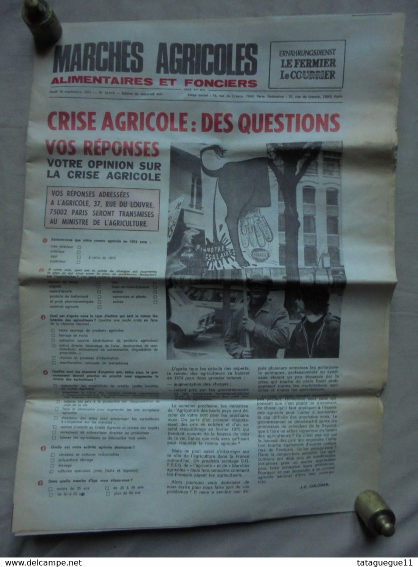 Ancien - Journal Marchés Agricoles N° 10.610 Septembre 1974 - Magazines & Catalogs