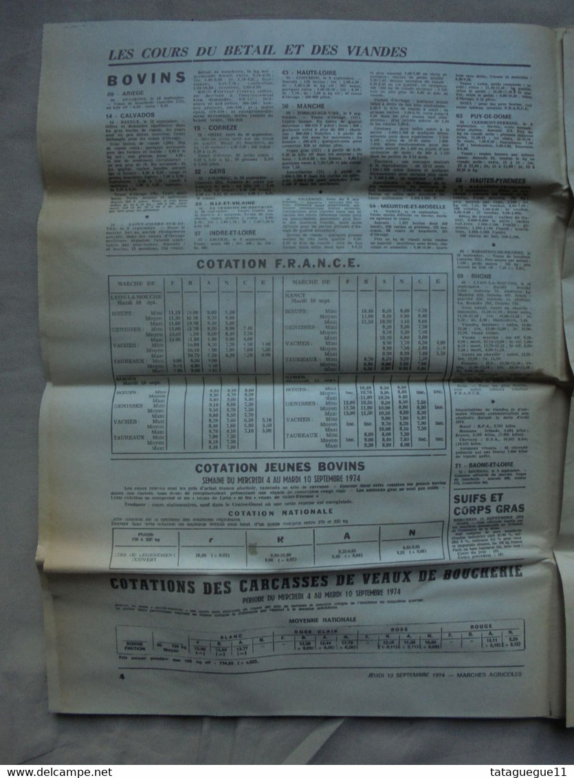 Ancien - Journal Marchés Agricoles N° 10.610 Septembre 1974 - Zeitschriften & Kataloge