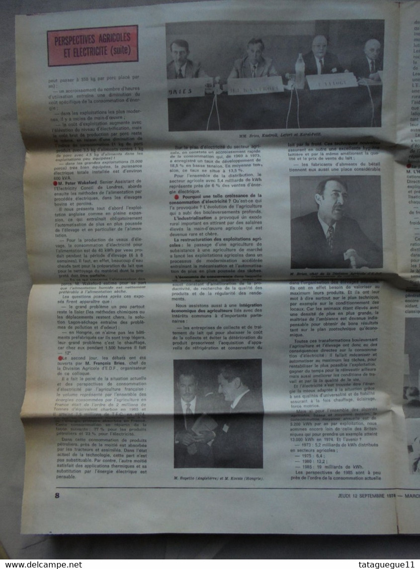 Ancien - Journal Marchés Agricoles N° 10.610 Septembre 1974