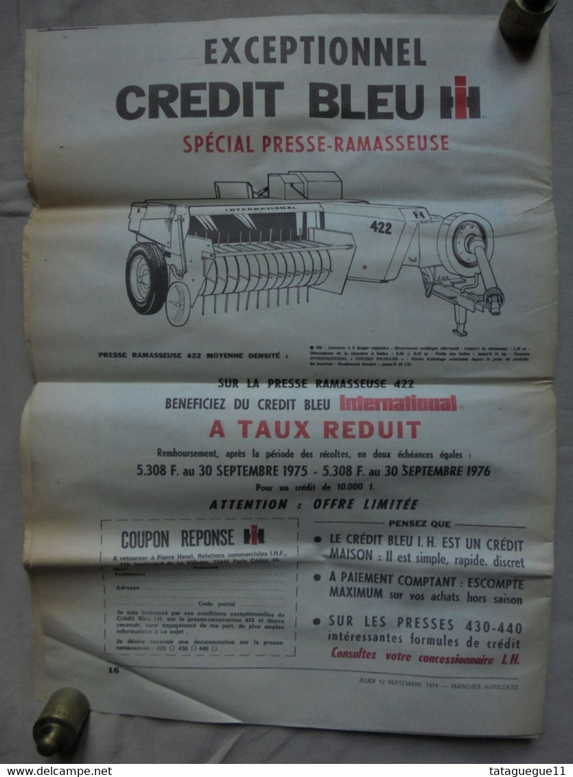 Ancien - Journal Marchés Agricoles N° 10.610 Septembre 1974