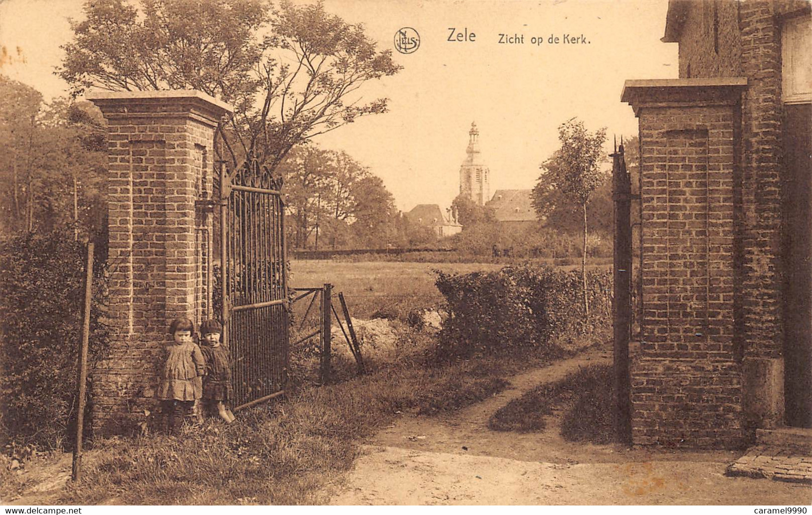 Zele  Zicht Op De Kerk   Twee Kinderen Aan De Poort 1914 -1918 M. De Geest Uitgever  M 7022 - Zele