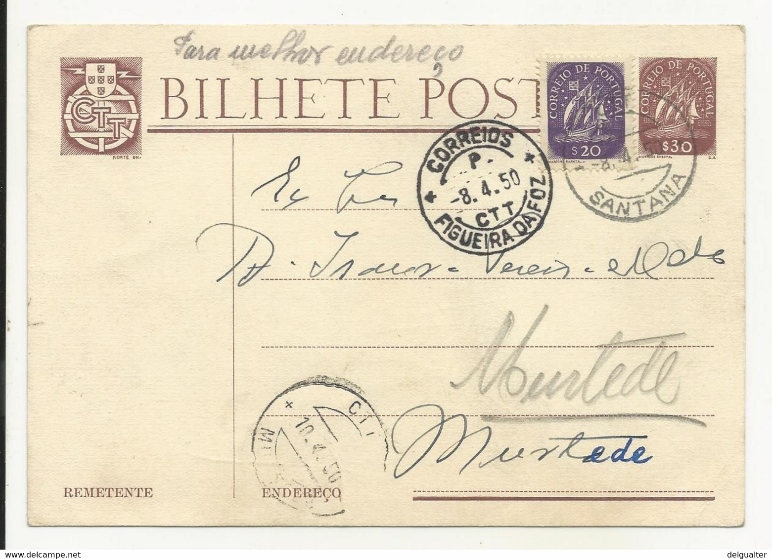 Postal Stationery Portugal Santana 1950 - Entiers Postaux