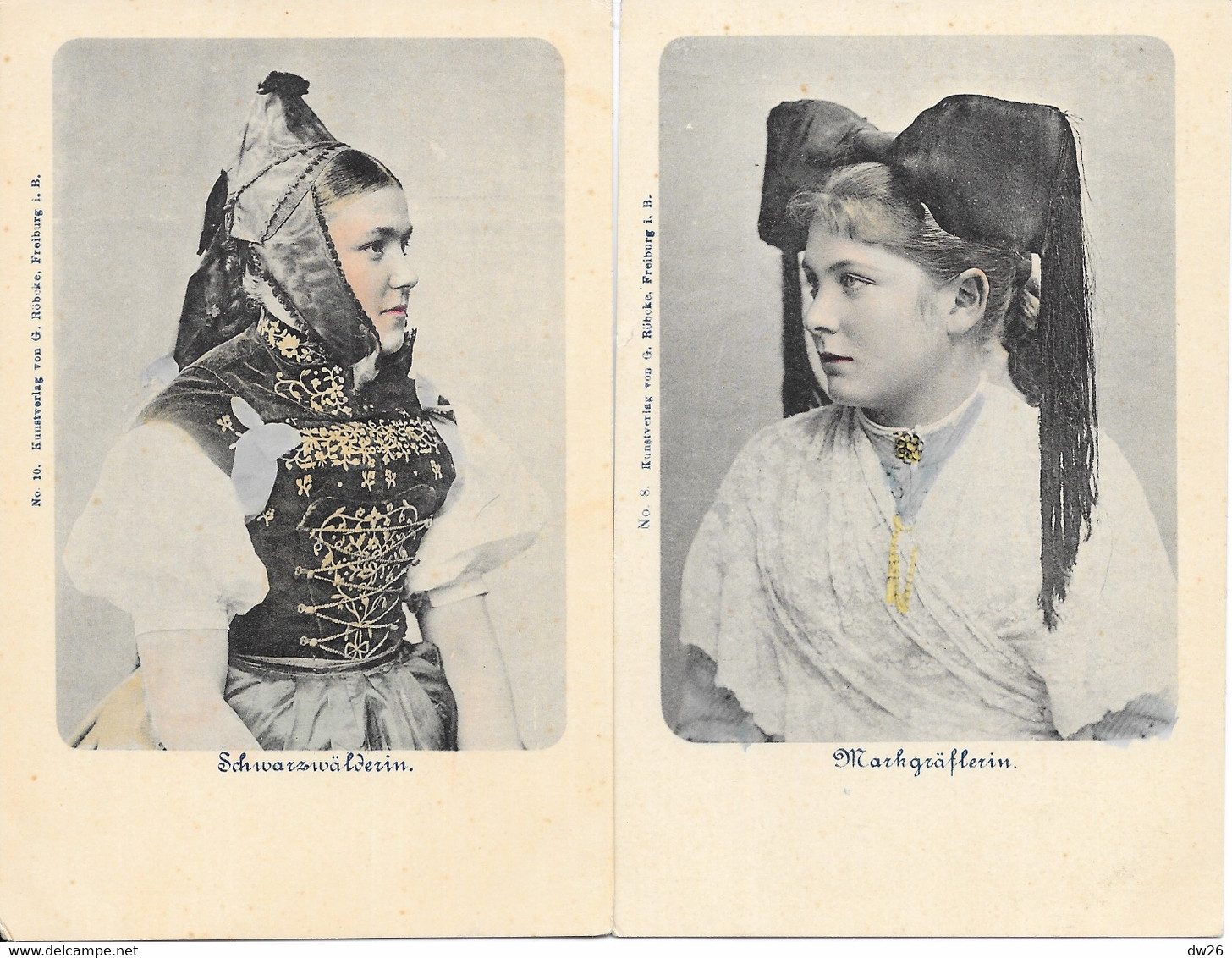 Markgräflerin, Schwarzwälderin - Schwarzwäld - Costumes Et Coiffes Forêt Noire - Lot De 2 Cartes (N° 8, 10) - Vestuarios