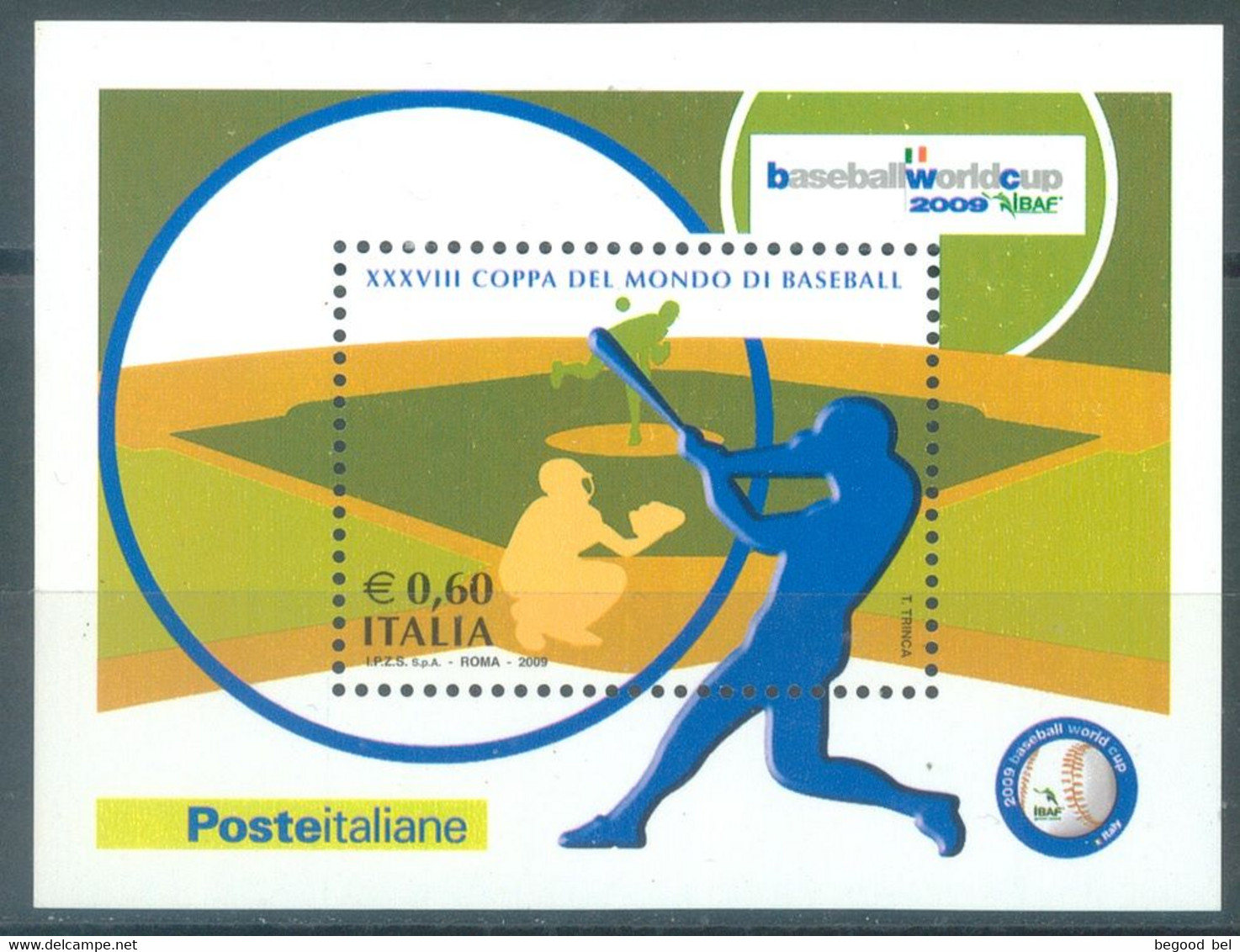 ITALIA - 2009 -  MNH/*** LUXE - BASEBALL - Sa FOGLIETTO 48  Yv BLOC 47 - Lot 23324 - Blocks & Sheetlets