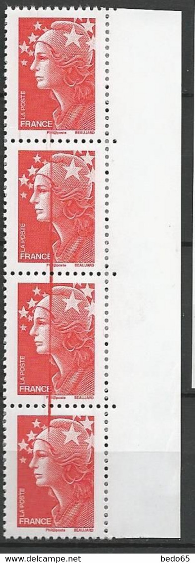 TYPE BEAUJARD N° 4230 Bande De 4 Rayure Rouge NEUF** LUXE SANS CHARNIERE  / MNH - Ungebraucht