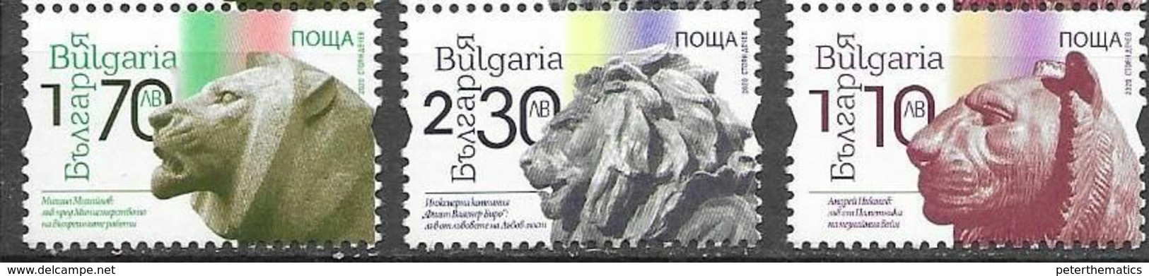 BULGARIA, 2020, MNH,  SOFIA, SCULPTURES, LIONS, 3v - Sculpture