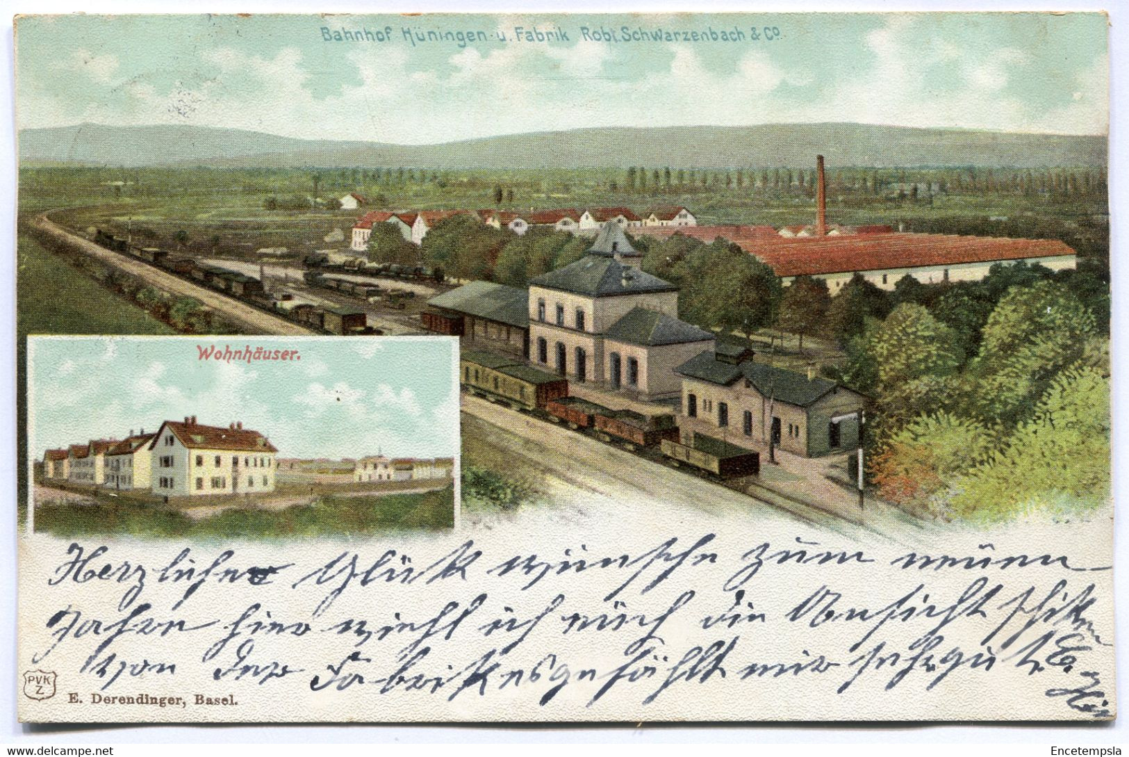 CPA - Carte Postale - France - Bahnhof Hüningen U Fabrik Robt. Schwarzenbach - 1901 (I15999) - Huningue