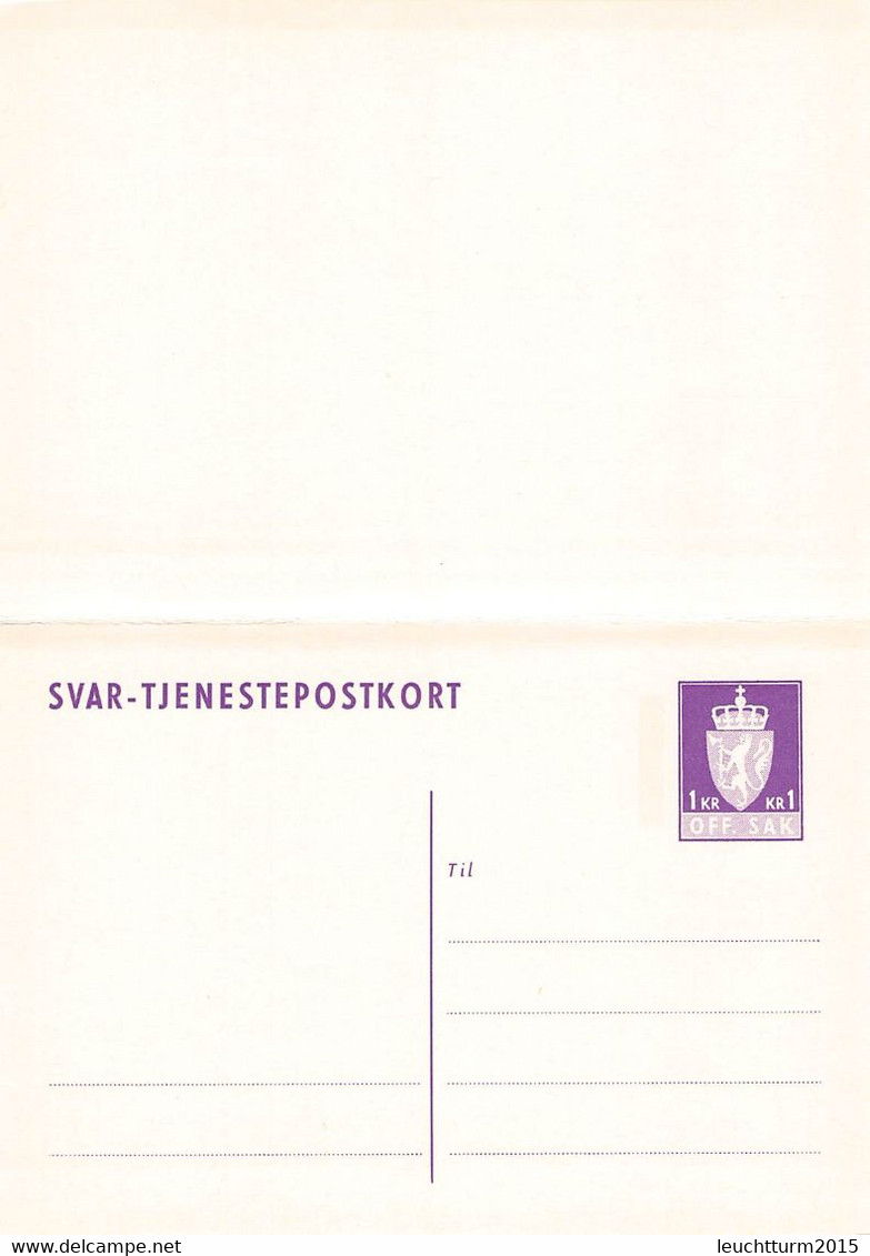 NORWAY - TJENESTEBREVKORT MED BETALT SVAR 1 / 1 Kr Unc  //G174 - Postal Stationery