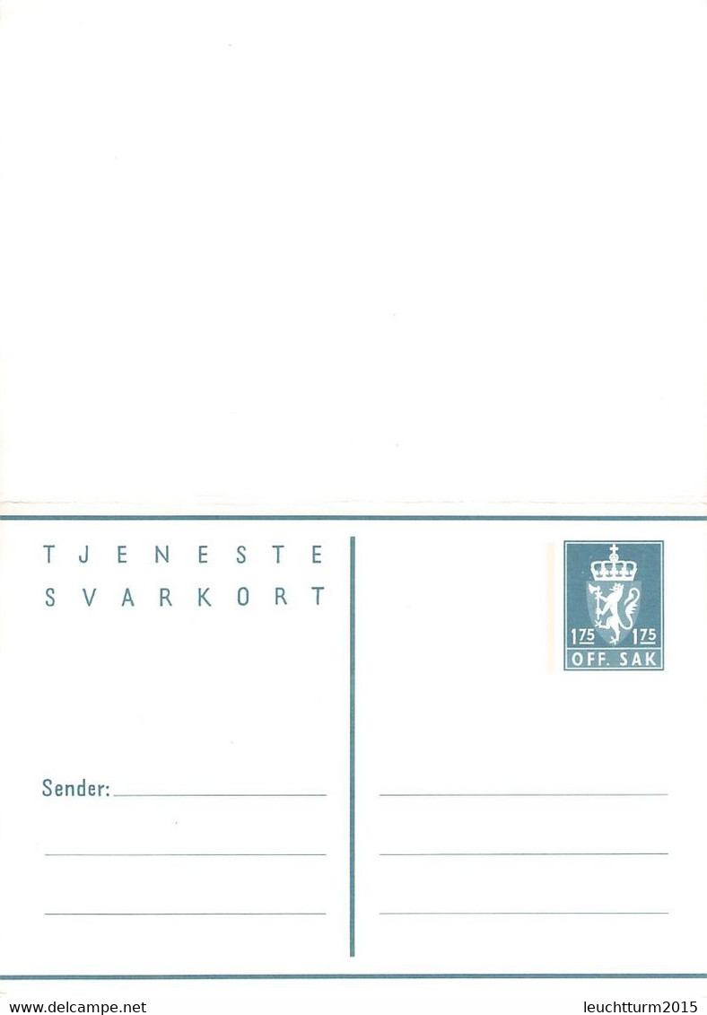 NORWAY - TJENESTEBREVKORT MED BETALT SVAR 1,75 / 1,75 Kr Unc  //G175 - Postal Stationery