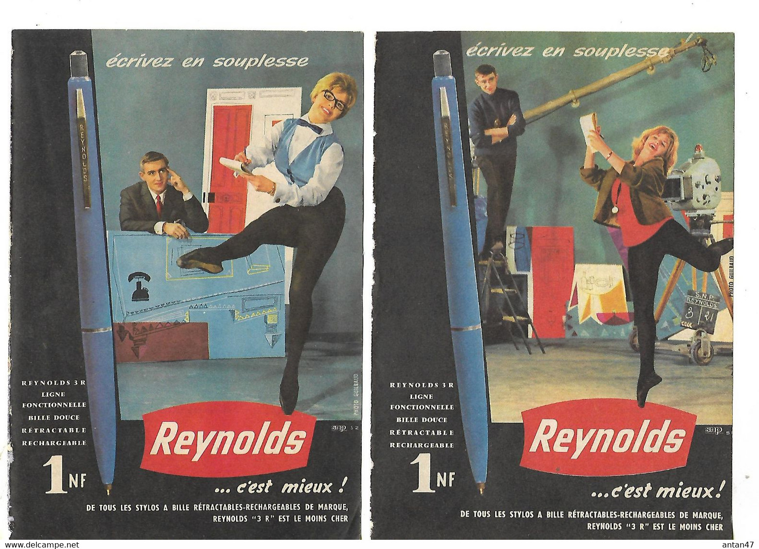 2 Pub Découpées Dans Journal Années 1970 / Stylos REYNOLDS - Printing & Stationeries