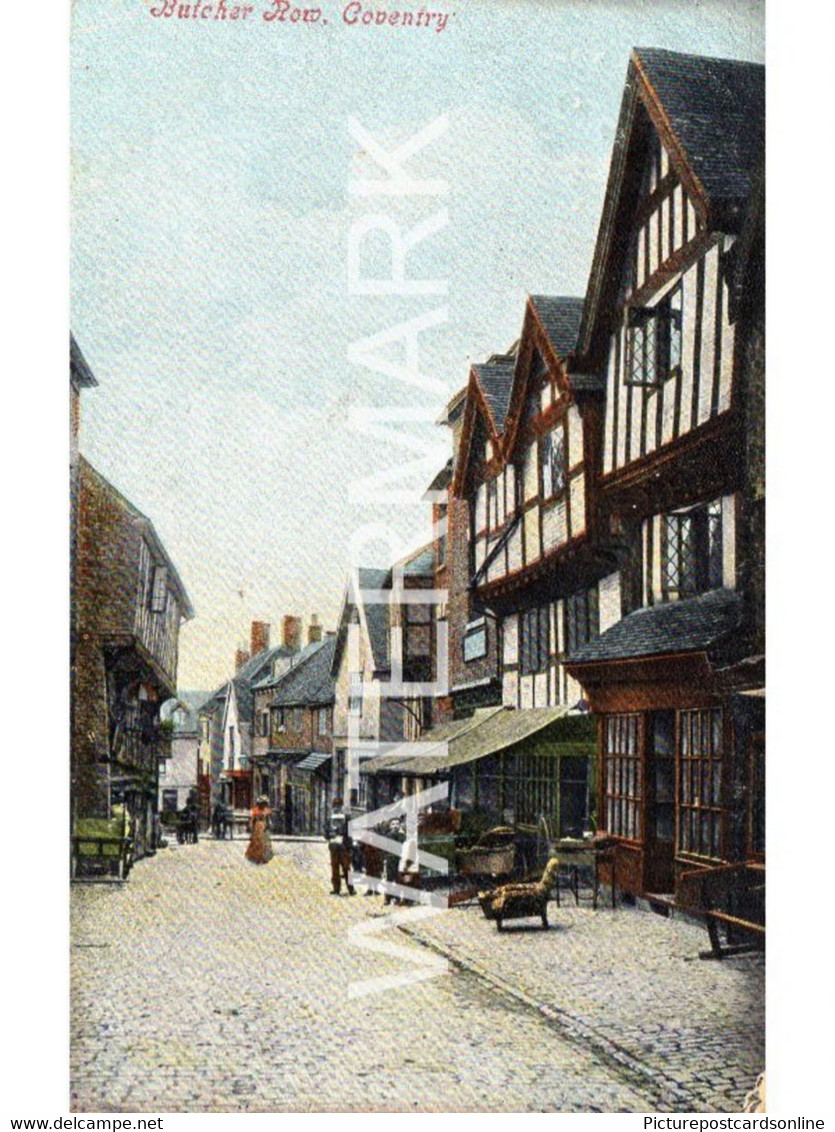 COVENTRY BUTCHERS ROW OLD COLOUR POSTCARD WARWICKSHIRE - Coventry