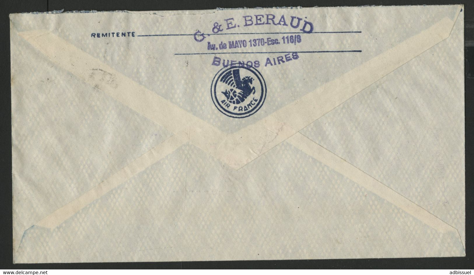 ARGENTINE Pli Par Avion Pour Lyon Via AIR FRANCE En 1938 (voir Description) - Lettres & Documents