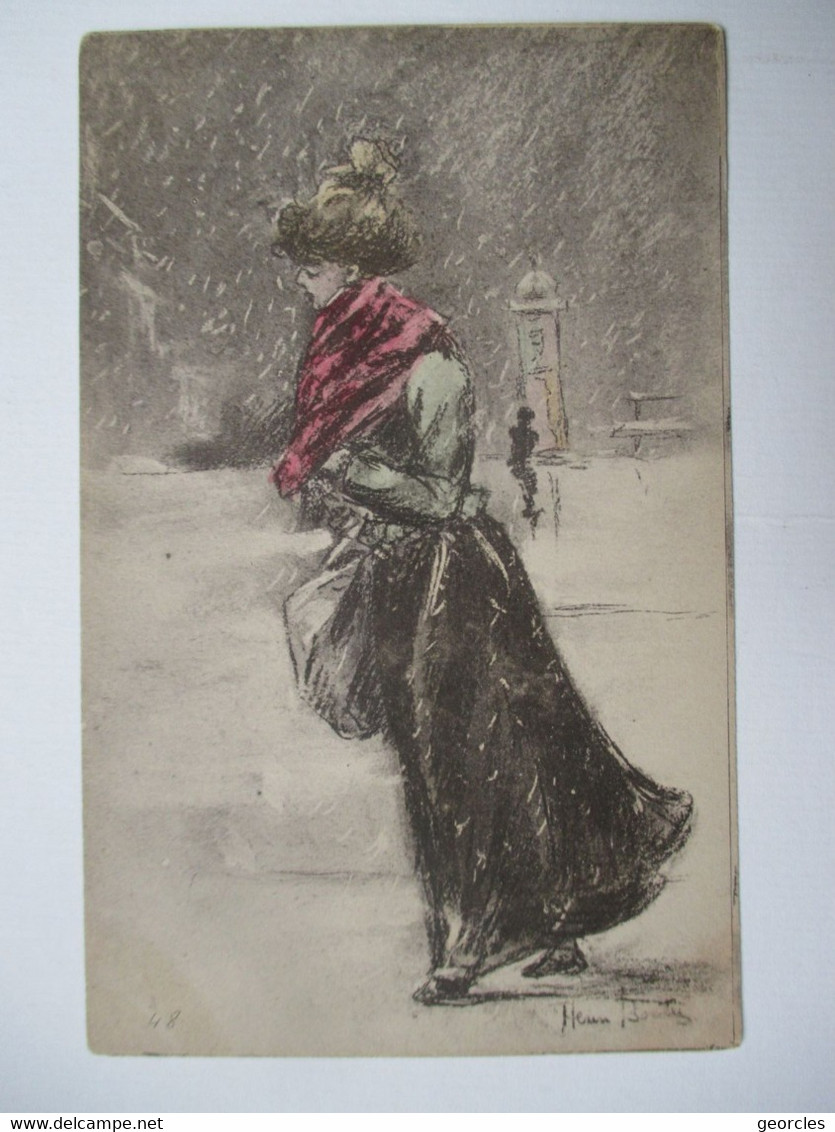 BOUTET  HENRI  -    JEUNE  FEMME  SOUS  LA  NEIGE     ....         TTB - Boutet