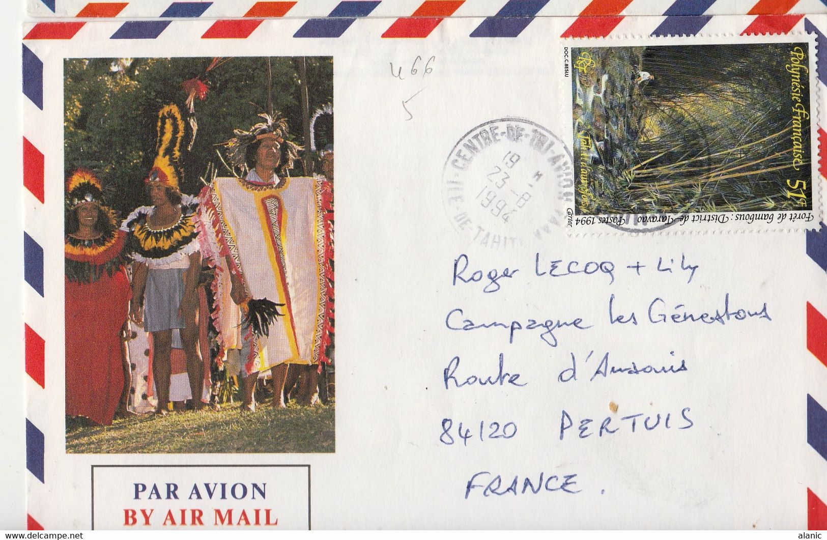 Polynésie Française - Sur Lettre//N° 466  23/8/1994 POUR PERTUIS - Sonstige & Ohne Zuordnung