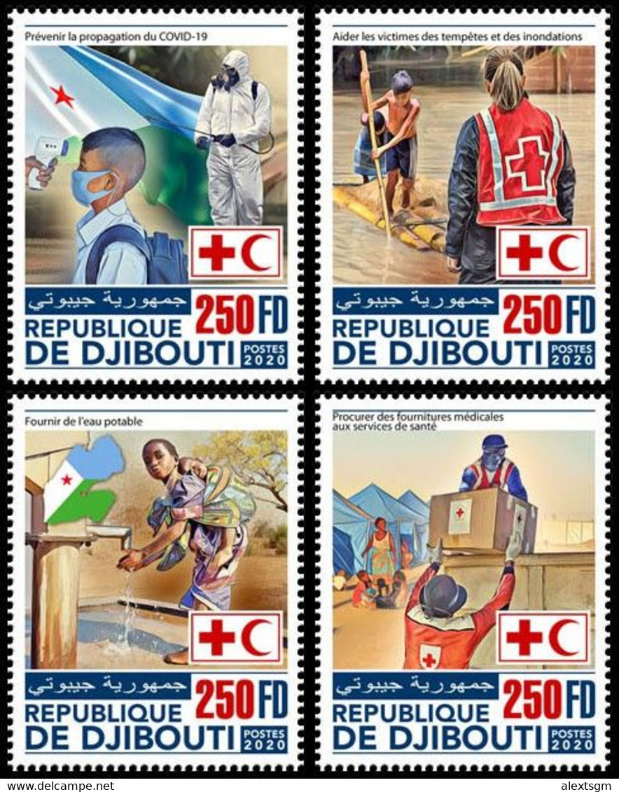 DJIBOUTI 2020 - Red Cross, COVID-19, 4v. Official Issue [DJB200515a] - Malattie