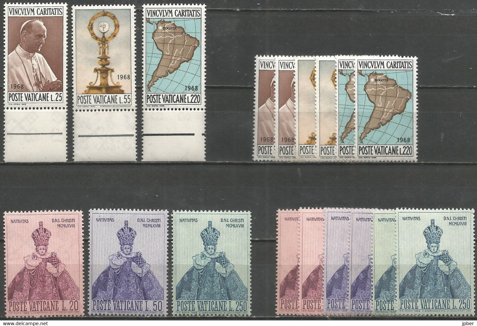 Vatican - Année 1968 - N°479 à 484 + Doubles ** - Congrès Eucharistique Bogota Colombie, Noël - Ganze Jahrgänge