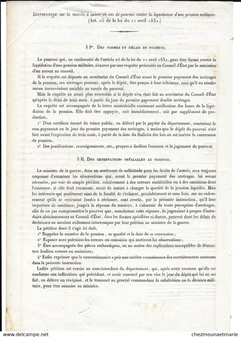 1857 PARIS - CARMIER LIEUTENANT COLONEL INFANTERIE CAMPAGNE D ESPAGNE - SIGNE PAR A. PETITET CONSEILLER D ETAT - PENSION - Documenti