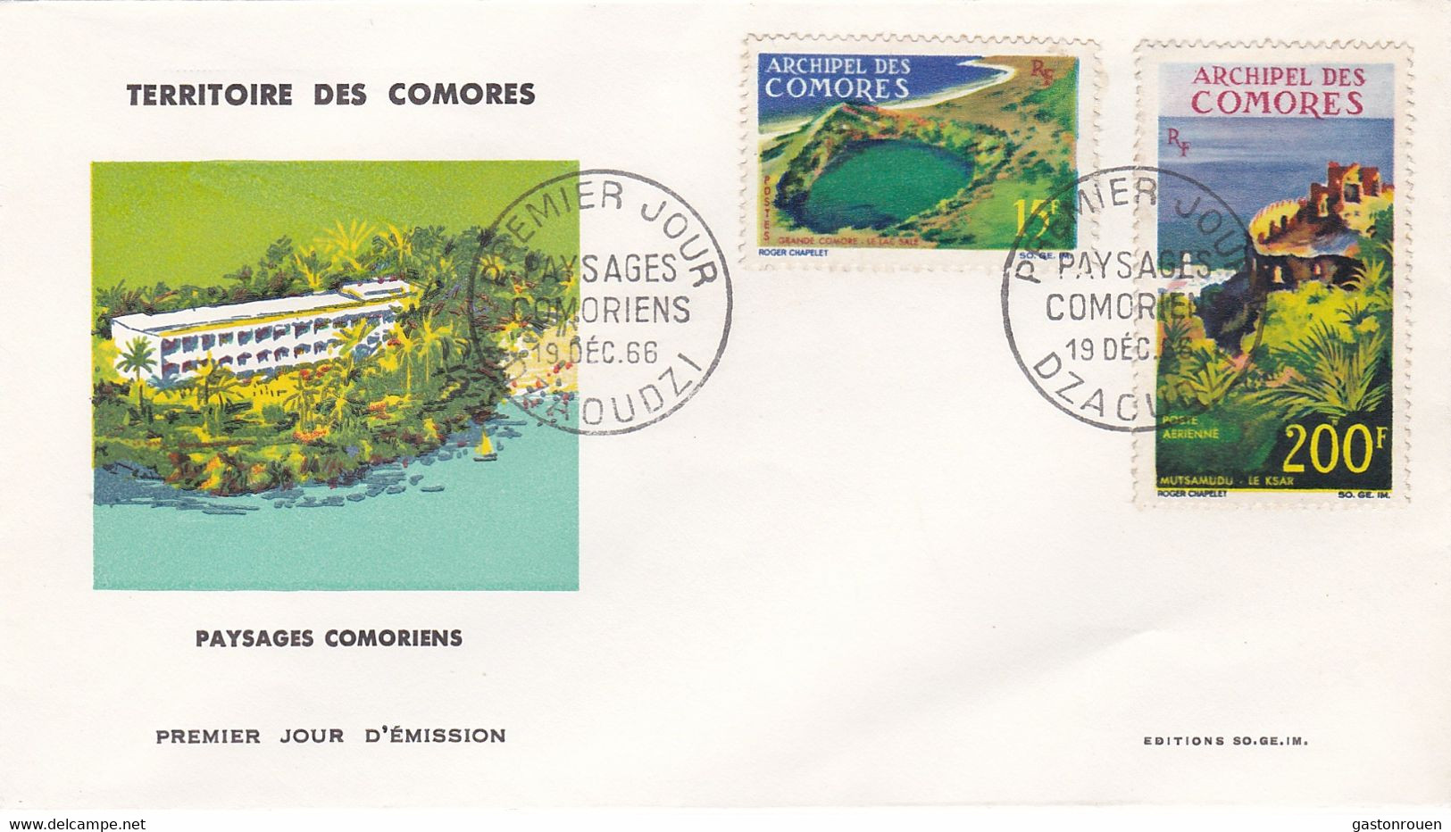 Comores FDC Premier Jour 1966 39 + PA19 Paysages Comoriens - Cartas & Documentos