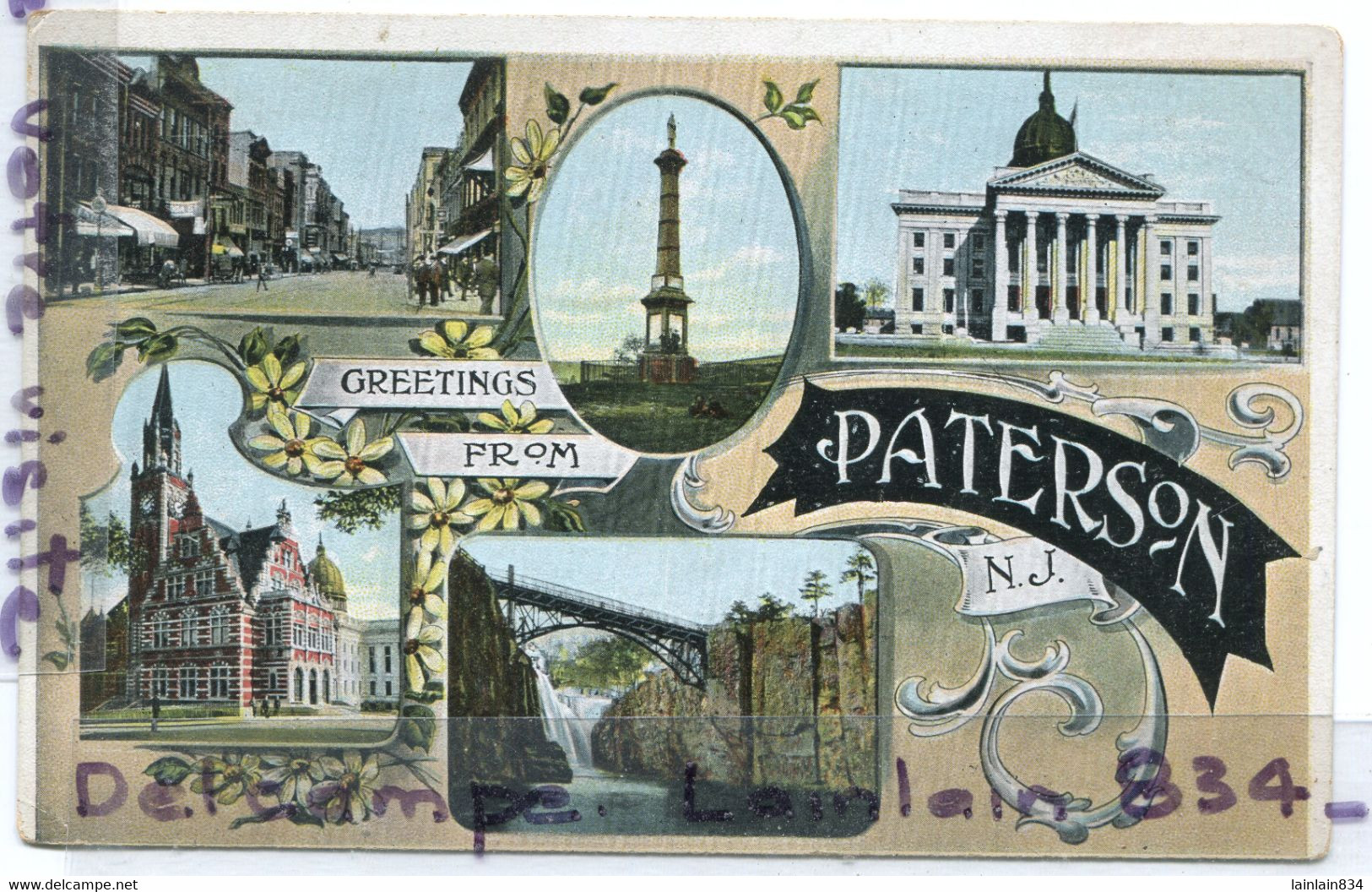 - Greetings From PATERSON - ( New Jersey ), Multi Vues, épaisse, Peu Courante, Non écrite, Coins Ok, TBE, Scans. - Paterson