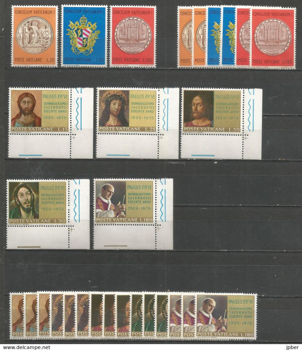 Vatican - Année 1970 - N°497 à 517 + Doubles ** - Expo Osaka, Concile, ONU, Adam Et Eve, Voyage Philippines Australie - Full Years