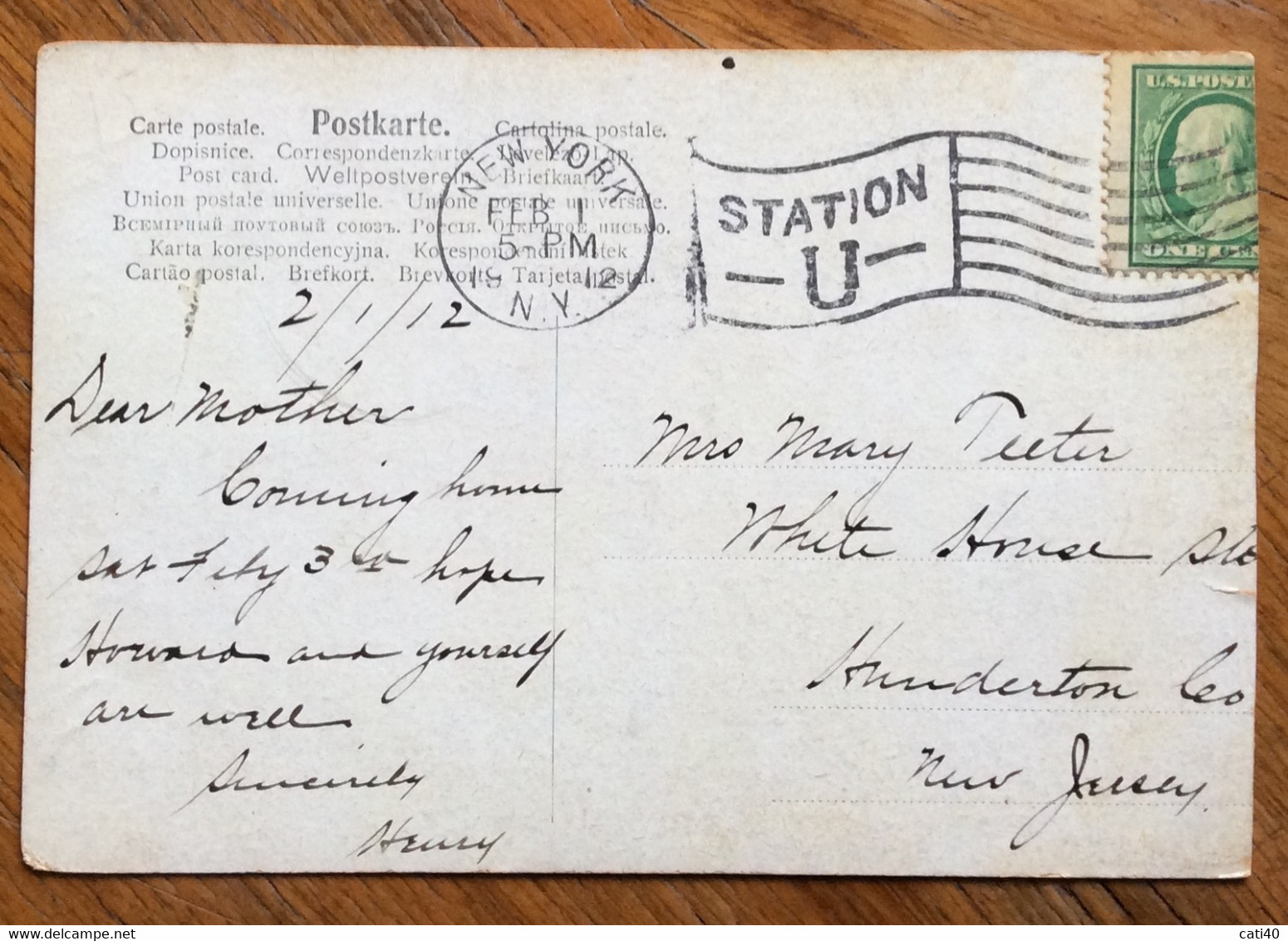 USA - NEW YORK FEB 1  1912  - VINTAGE POST CARD ARARE LA TERRA CON I CAVALLI.... - Cape Cod