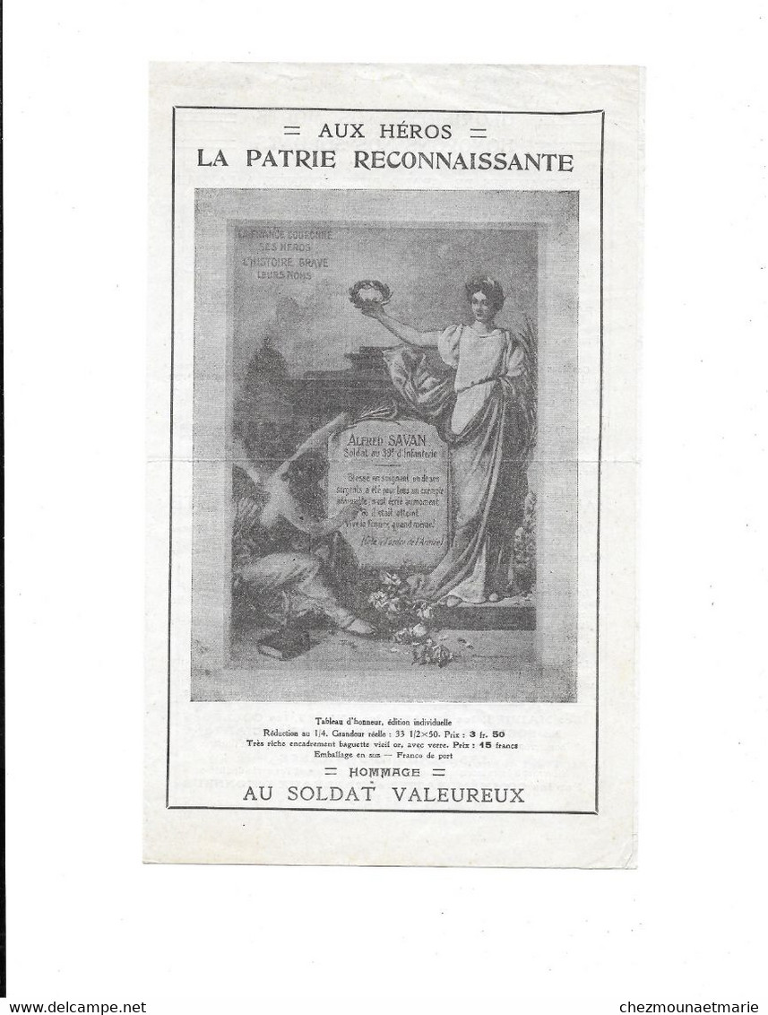 AUX HEROS LA PATRIE RECONNAISSANTE HOMMAGE AUX SOLDATS A CEUX QUI SONT TOMBES - LIBRAIRIE NATHAN - DOCUMENT MILITAIRE - Documenti