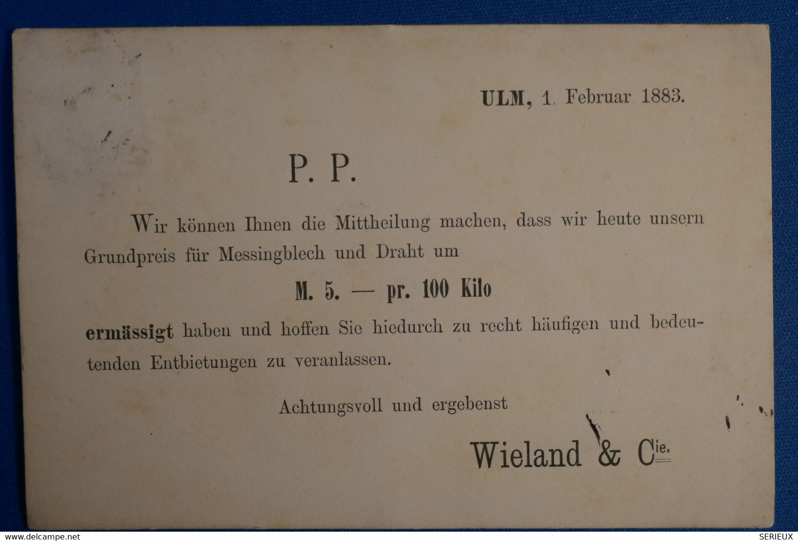 K4 WUTTENBERG BELLE CARTE 1883 ULM POUR HOF ALLEMAGNE + PORT PAYé  + AFRANCHISSEMENT INTERESSANT - Brieven En Documenten