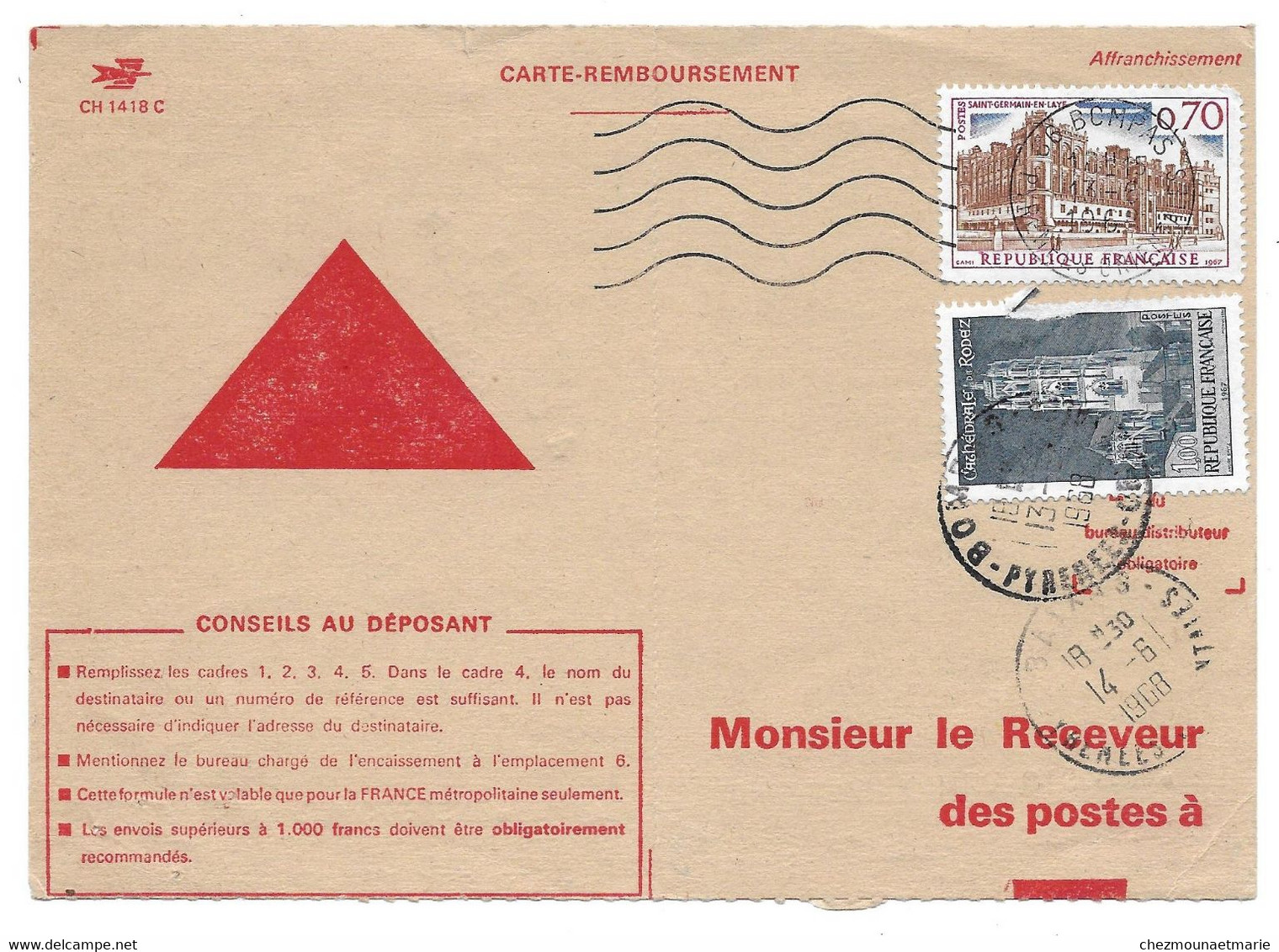 1968 BOMPAS - CARTE REMBOURSEMENT - ATELIER DE LA CIGOGNE - VALS A BAIXAS - RETOUR A L ENVOYEUR - Other & Unclassified