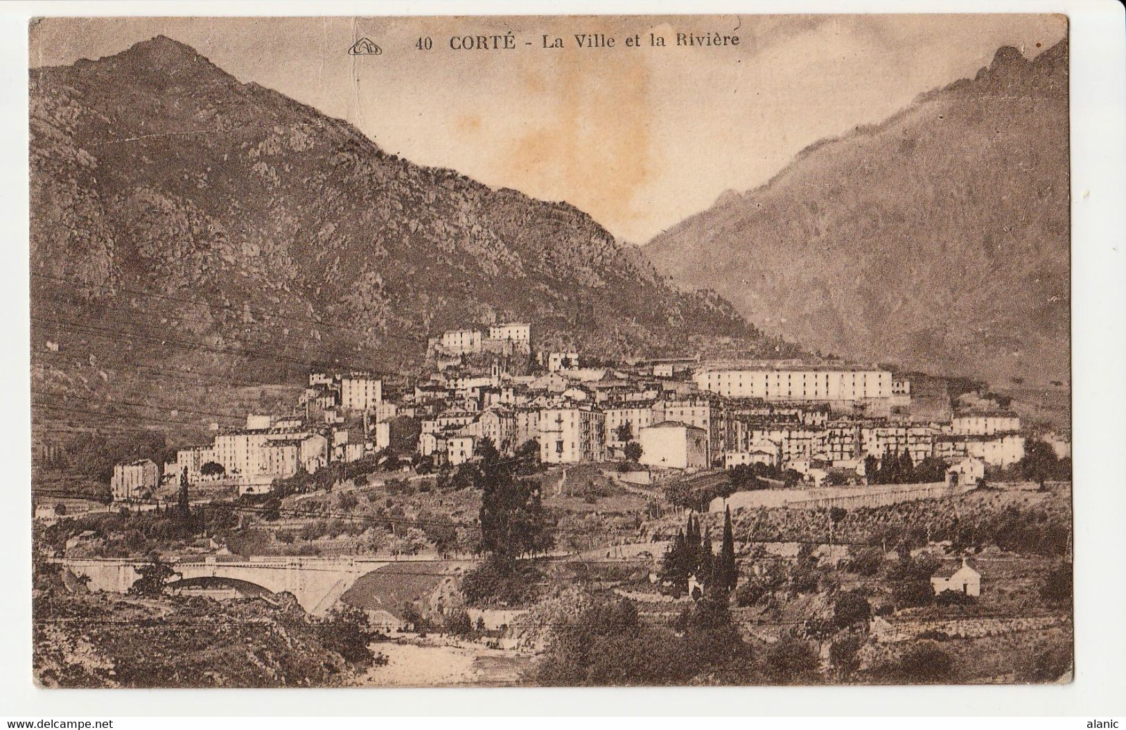 [20] [2B] Haute Corse/ CORTE-LA VILLE ET LA RIVIERE--CIRCULEE 15/6/31 Verso Altéré - Corte