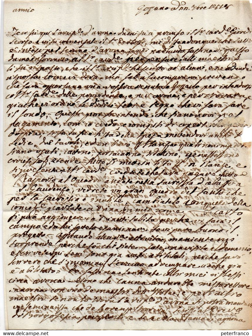 CG8 - Lettera Da Gozzano  Per Novara 22/9/1818 - Annullo Di Borgomanero - ...-1850 Préphilatélie