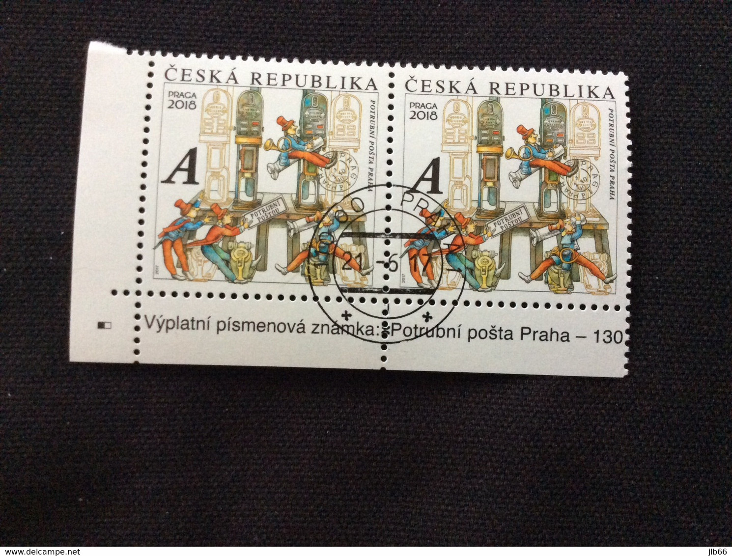 2017 Bas De Feuille Avec Inscription Oblitéré Mi 933 130 Ans De La Poste Pneumatique Par Tubes à Prague - Gebruikt