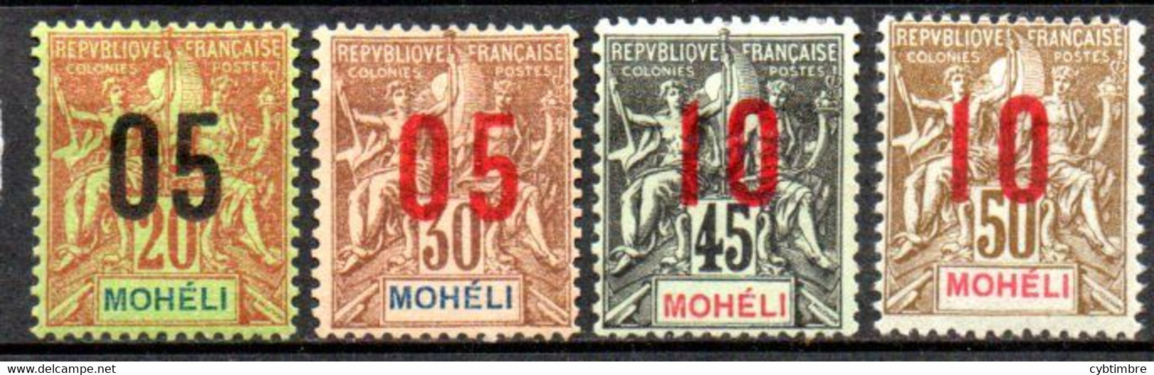 Moheli: Yvert N° 17/22*; Le 19(*); 4 Valeurs - Ongebruikt