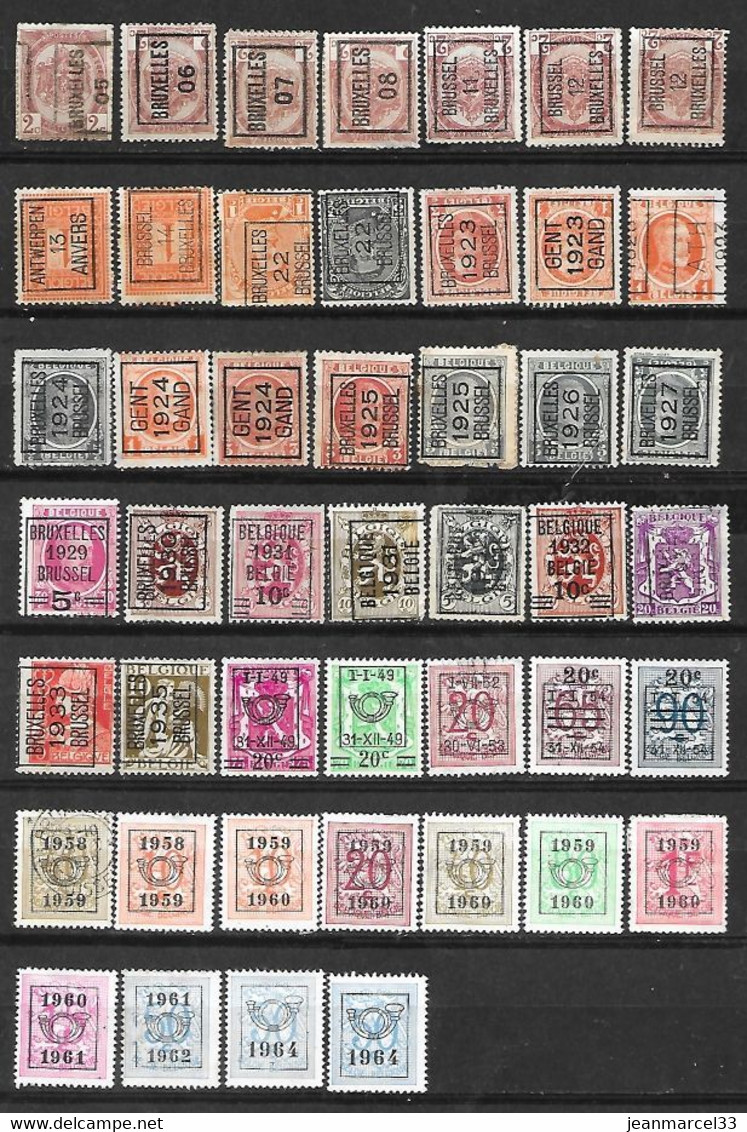 Begique 46 Timbres Préoblitérés Classés Par Année - Andere & Zonder Classificatie