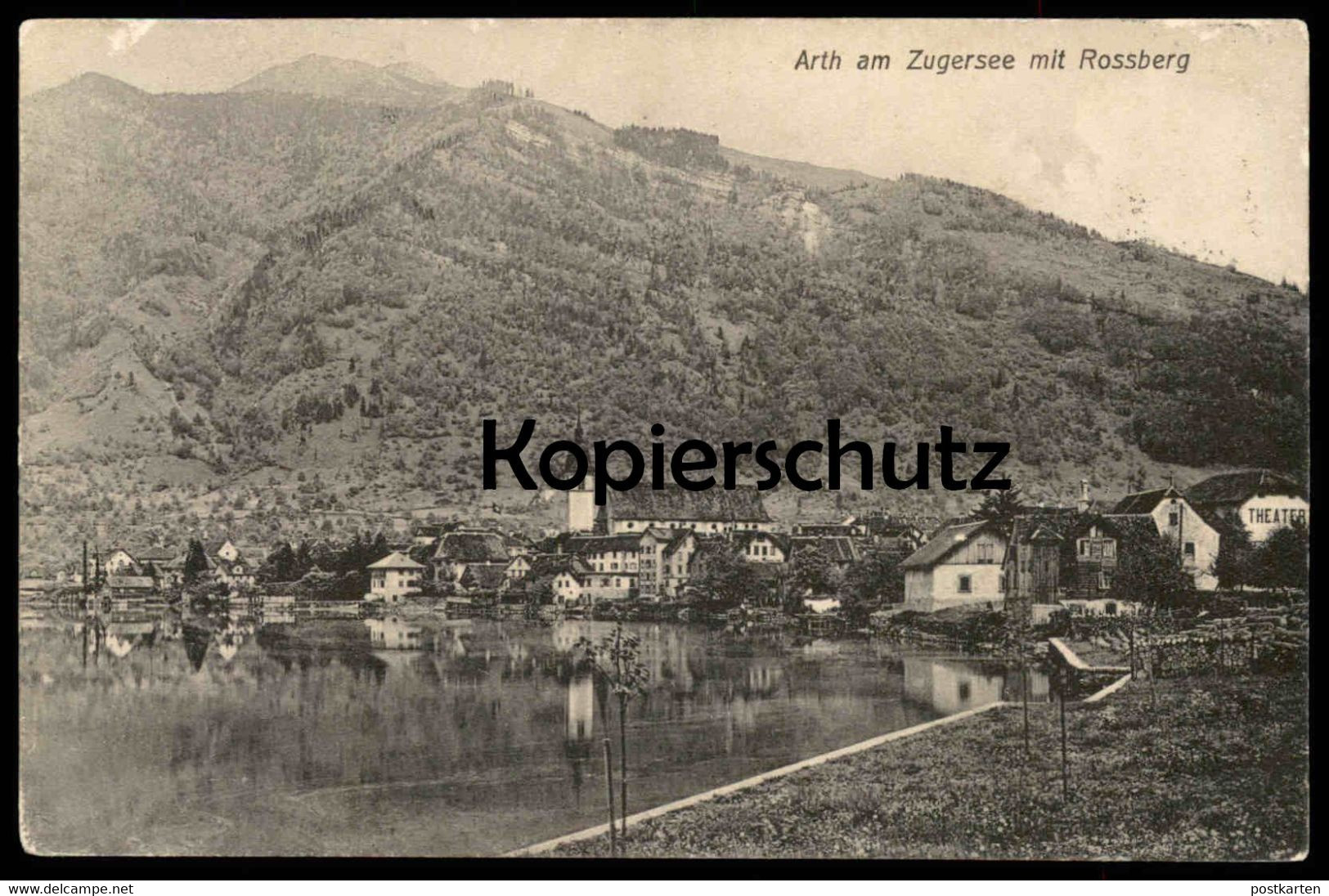 ALTE POSTKARTE ARTH AM ZUGERSEE SEE MIT ROSSBERG 1911 THEATER Theatre Ansichtskarte AK Postcard Cpa - Arth