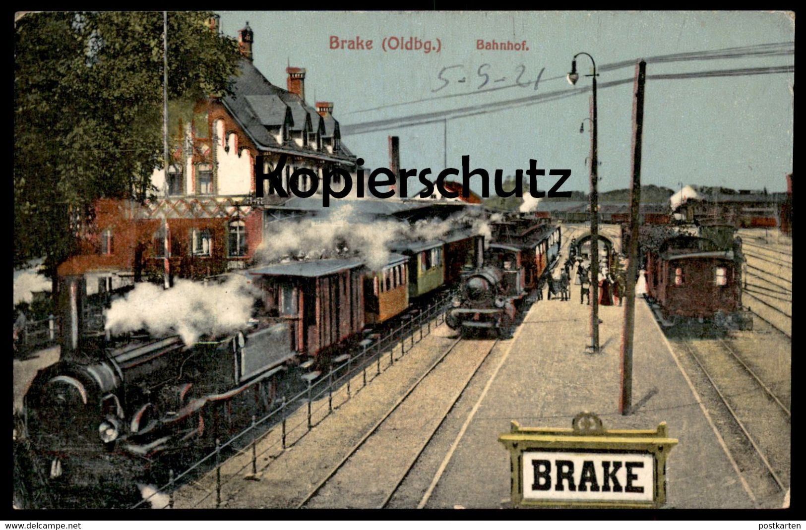 ALTE POSTKARTE BRAKE BAHNHOF DAMPFLOK LOKOMOTIVE Eisenbahn Züge Zug Station Gare Train Trains Cpa Postcard Ansichtskarte - Brake