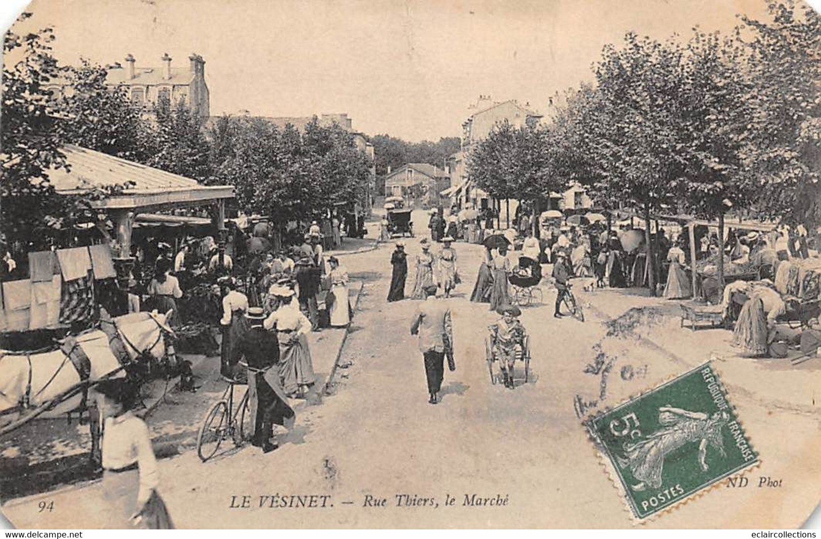 Le Vésinet            78          Rue Thiers. Le Marché   Angles Coupés     ( Voir Scan) - Le Vésinet