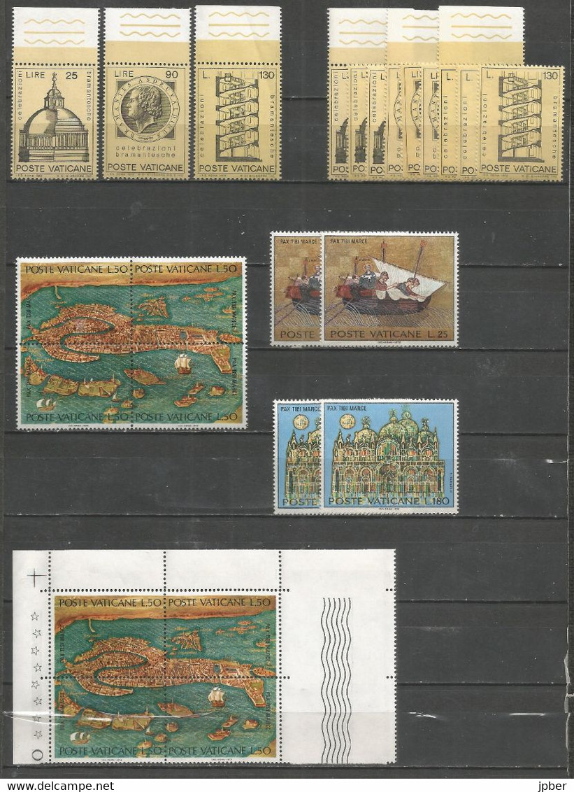 Vatican - Année 1972 - N°533 à 551 Et BF3 + Doubles ** - Bramante, Venise, Miniatures, Orione, Perosi, Bessarino. - Volledige Jaargang