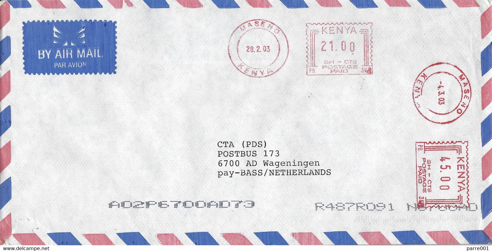 Kenya 2003 Masemo Meter Pitney Bowes-GB “6300” PB385 EMA Cover - Kenya (1963-...)